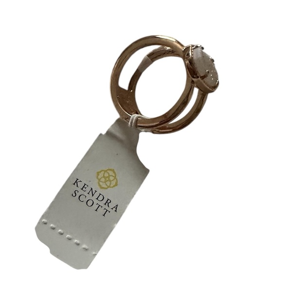 Kendra Scott Iridescent Drusy Elegant Gold and White Stone Ring Set - Picture 3 of 5